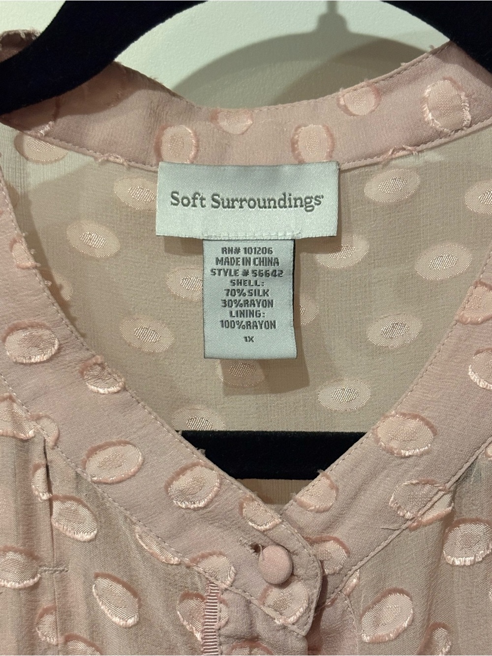 Soft Surroundings Blush Pink Blouse